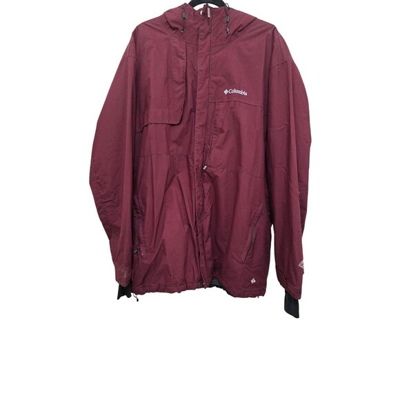 Columbia Men's Burgundy Hooded Quilted Winter Jacket Adjustable Cuffs Size XL - Picture 1 of 10